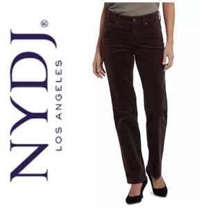 NWT NY+DJ Marilyn corduroy straight jeans in dark chocolate brown